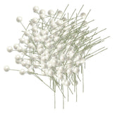 Maxbell 100 Pieces Artificial Berries Foam Flower Fruit Stamens DIY Supplies White