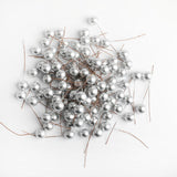 Maxbell 100 Pieces Artificial Berries Foam Flower Fruit Stamens DIY Supplies Silver