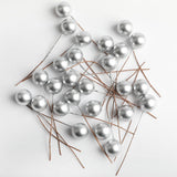 Maxbell 100 Pieces Artificial Berries Foam Flower Fruit Stamens DIY Supplies Silver