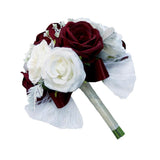 Maxbell Rustic Half Ball Wedding Bridal Artificial Flower Bouquet White+ Wine Red