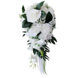 Maxbell Wedding Hand Bouquet Bridal Holding Artificial Flowers White