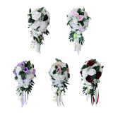 Maxbell Wedding Hand Bouquet Bridal Holding Artificial Flowers White