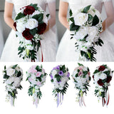 Maxbell Wedding Hand Bouquet Bridal Holding Artificial Flowers White