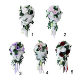 Maxbell Wedding Hand Bouquet Bridal Holding Artificial Flowers White