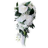 Maxbell Wedding Hand Bouquet Bridal Holding Artificial Flowers White