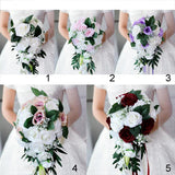 Maxbell Wedding Hand Bouquet Bridal Holding Artificial Flowers White