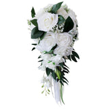 Maxbell Wedding Hand Bouquet Bridal Holding Artificial Flowers White