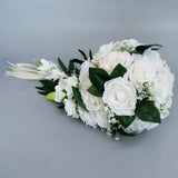 Maxbell Wedding Hand Bouquet Bridal Holding Artificial Flowers White