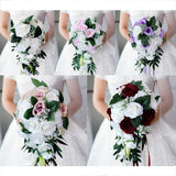 Maxbell Wedding Hand Bouquet Bridal Holding Artificial Flowers White