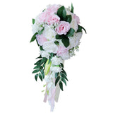 Maxbell Wedding Hand Bouquet Bridal Holding Artificial Flowers White + Pink