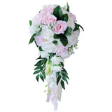 Maxbell Wedding Hand Bouquet Bridal Holding Artificial Flowers White + Pink
