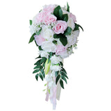 Maxbell Wedding Hand Bouquet Bridal Holding Artificial Flowers White + Pink