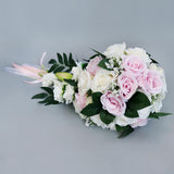 Maxbell Wedding Hand Bouquet Bridal Holding Artificial Flowers White + Pink