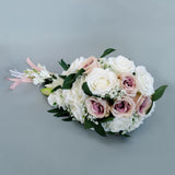 Maxbell Wedding Hand Bouquet Bridal Holding Artificial Flowers White + Light Pink