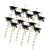Max 12pcs Graduation Theme Disposable Drinking Straw Kids Party Tableware C