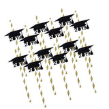 Max 12pcs Graduation Theme Disposable Drinking Straw Kids Party Tableware C