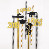 Max 12pcs Graduation Theme Disposable Drinking Straw Kids Party Tableware C