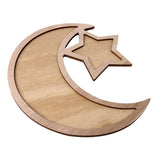 Max Rustic Plain Wooden Crescent Moon & Star Eid Ramadan Food Serving Tray