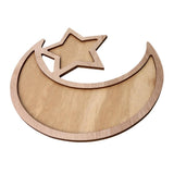 Max Rustic Plain Wooden Crescent Moon & Star Eid Ramadan Food Serving Tray