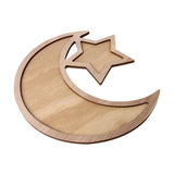Max Rustic Plain Wooden Crescent Moon & Star Eid Ramadan Food Serving Tray