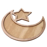Max Rustic Plain Wooden Crescent Moon & Star Eid Ramadan Food Serving Tray