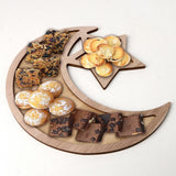 Max Rustic Plain Wooden Crescent Moon & Star Eid Ramadan Food Serving Tray