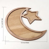 Max Rustic Plain Wooden Crescent Moon & Star Eid Ramadan Food Serving Tray