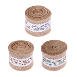 Max 3 x Rose Flower Natural Jute Burlap Ribbon Roll Wedding Holiday Party Supply