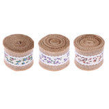Max 3 x Rose Flower Natural Jute Burlap Ribbon Roll Wedding Holiday Party Supply