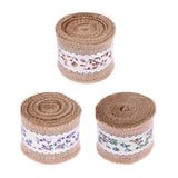 Max 3 x Rose Flower Natural Jute Burlap Ribbon Roll Wedding Holiday Party Supply