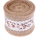 Max 3 x Rose Flower Natural Jute Burlap Ribbon Roll Wedding Holiday Party Supply