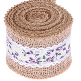 Max 3 x Rose Flower Natural Jute Burlap Ribbon Roll Wedding Holiday Party Supply