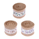 Max 3 x Rose Flower Natural Jute Burlap Ribbon Roll Wedding Holiday Party Supply