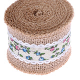 Max 3 x Rose Flower Natural Jute Burlap Ribbon Roll Wedding Holiday Party Supply