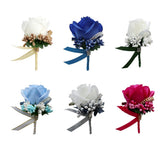 Max Stimulation Rose Flower Brooch Pin Wedding Corsage Pin White and Gold