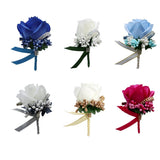 Max Stimulation Rose Flower Brooch Pin Wedding Corsage Pin White and Gold