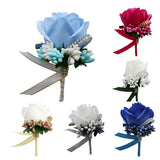 Max Stimulation Rose Flower Brooch Pin Wedding Corsage Pin White and Gold