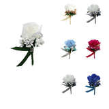 Max Stimulation Rose Flower Brooch Pin Wedding Corsage Pin White and Gold