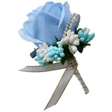Max Stimulation Rose Flower Brooch Pin Wedding Corsage Pin Lake Blue