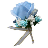 Max Stimulation Rose Flower Brooch Pin Wedding Corsage Pin Lake Blue