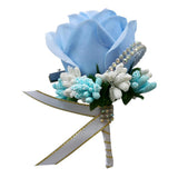 Max Stimulation Rose Flower Brooch Pin Wedding Corsage Pin Lake Blue