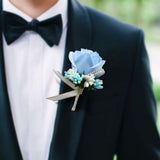 Max Stimulation Rose Flower Brooch Pin Wedding Corsage Pin Lake Blue