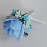 Max Stimulation Rose Flower Brooch Pin Wedding Corsage Pin Lake Blue