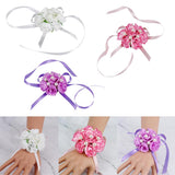 Max Wrist Corsage Bridal Stretchy Bracelet Wedding Prom Hand Flower  White