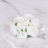 Max Wrist Corsage Bridal Stretchy Bracelet Wedding Prom Hand Flower  White