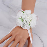 Max Wrist Corsage Bridal Stretchy Bracelet Wedding Prom Hand Flower  White
