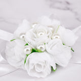 Max Wrist Corsage Bridal Stretchy Bracelet Wedding Prom Hand Flower  White