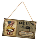 Max Wooden Sign Wall Hanging Plaque Independence Day Party Decor GOD BLESS AMERICAN