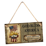 Max Wooden Sign Wall Hanging Plaque Independence Day Party Decor GOD BLESS AMERICAN