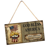 Max Wooden Sign Wall Hanging Plaque Independence Day Party Decor GOD BLESS AMERICAN